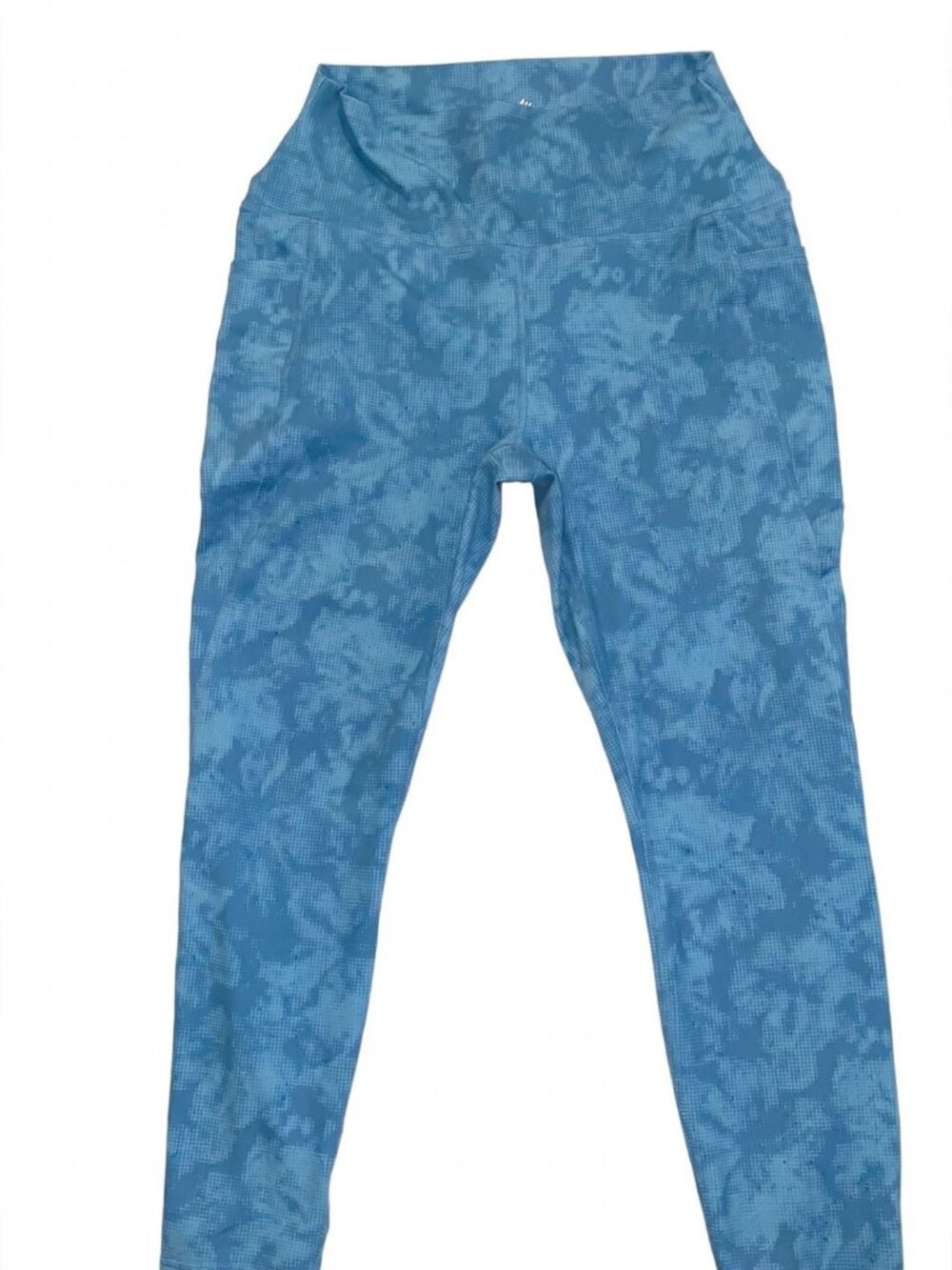RBX Blue Cloud Print High-Waisted Leggings L Side Pockets NWOT